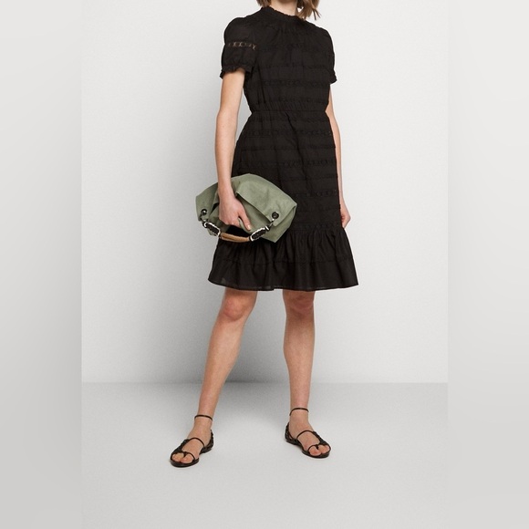 J. Crew Puff Sleeve Daisy Chain Dress Black - Picture 4 of 7